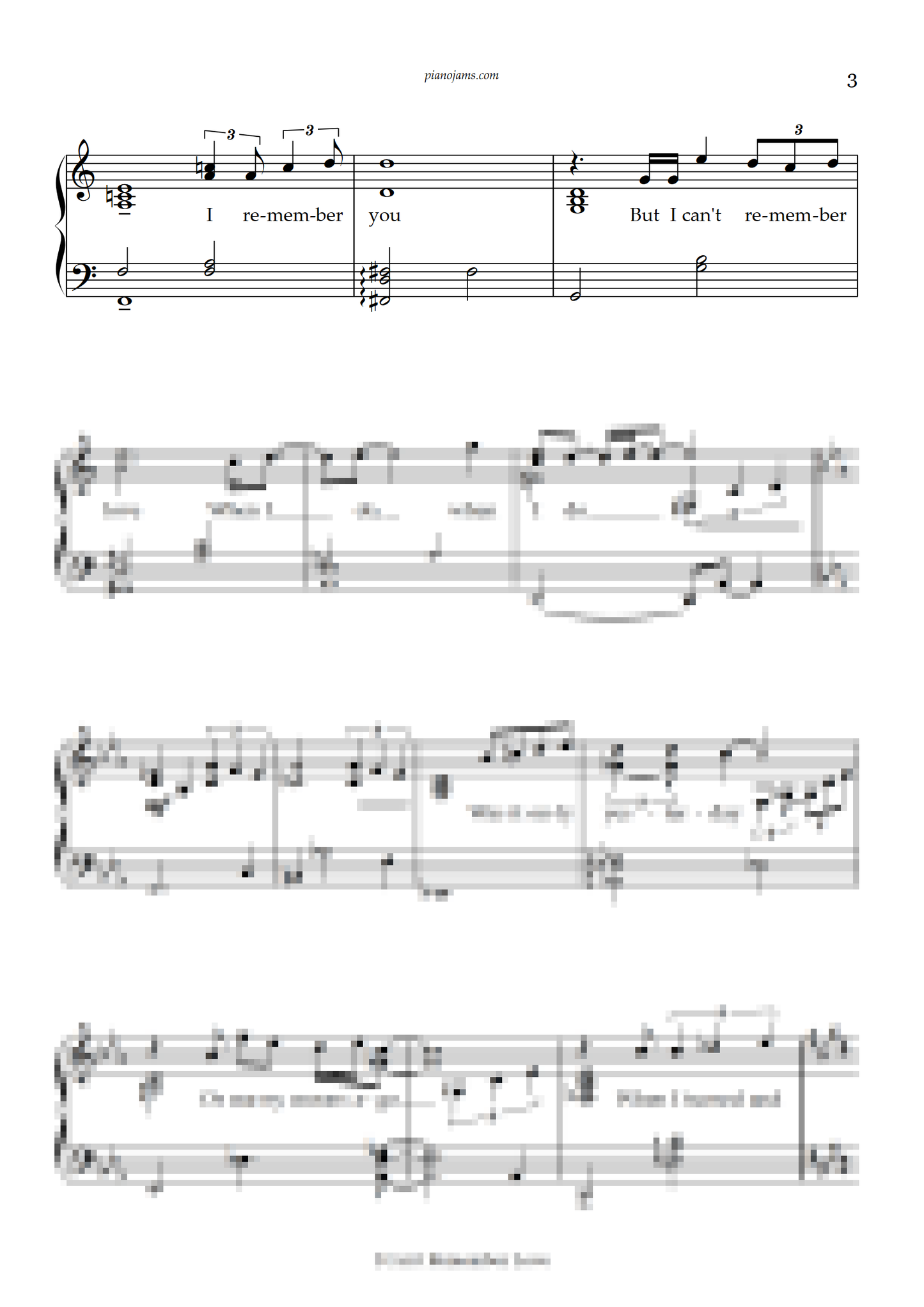 I Can't Remember Love (Piano Solo)