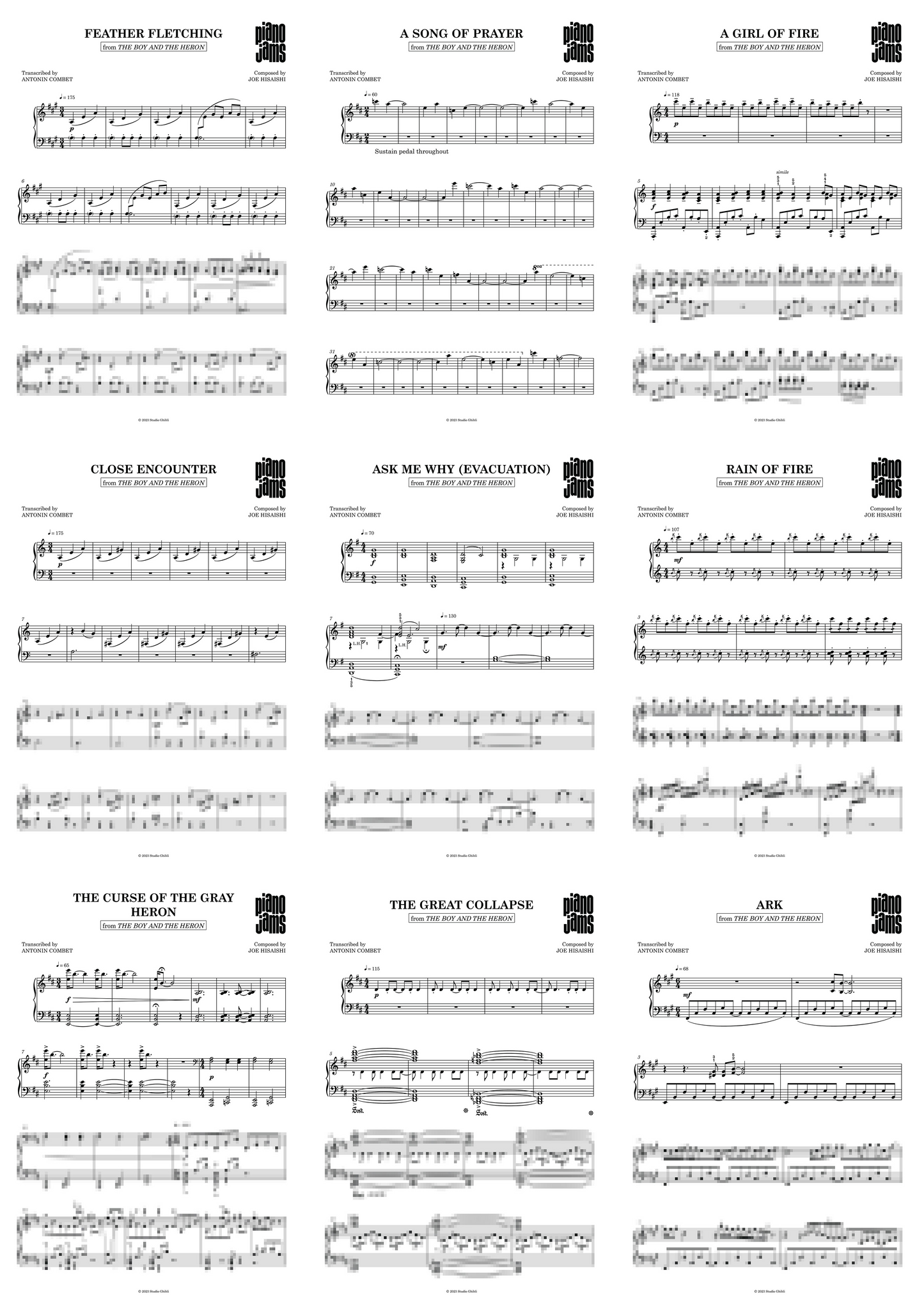 The Boy and the Heron - Piano Sheet Music Digital Bundle