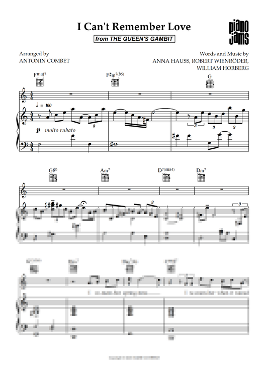 I Can't Remember Love (Piano accompaniment)